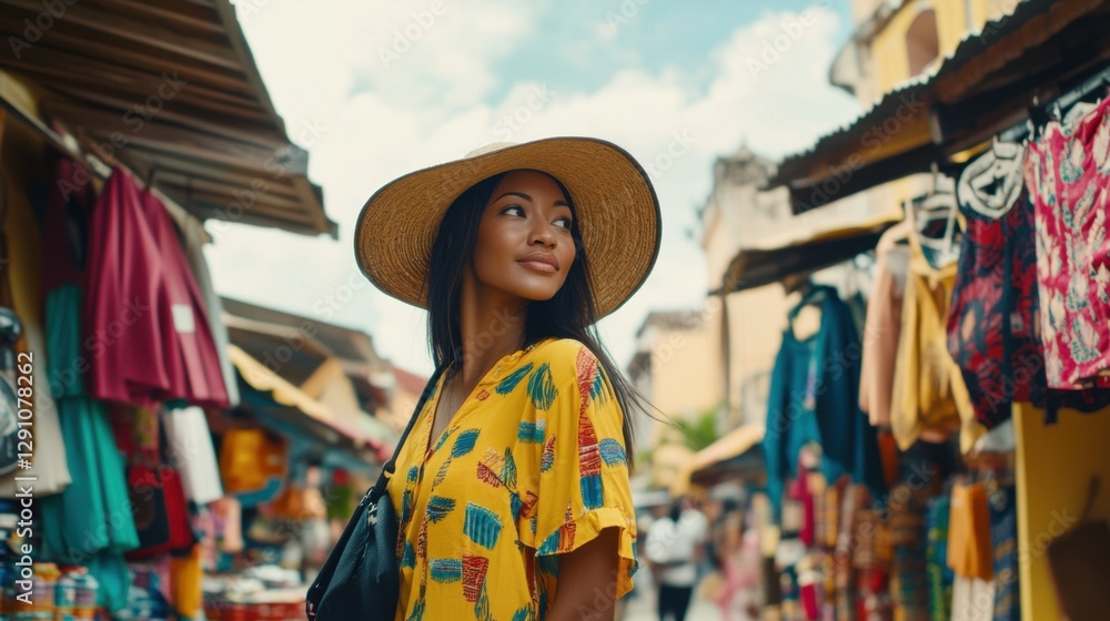 Fototapeta premium Lottery jackpot winner exploring an exotic destination with a tour guide. Featuring adventure and excitement