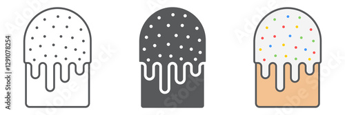 Traditional Easter Cake icon collection, easter and holiday, easter cake icon set, vector graphics, a linear pattern on a white background, eps 10
