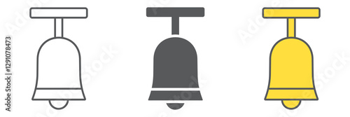 Standing bell icon collection, easter and religion, bell icon set, vector graphics, a linear pattern on a white background, eps 10
