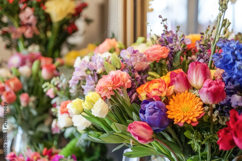 Spring Reflections – A Vibrant Floral Arrangement by the Mirror Spring Reflections – A Vibrant Floral Arrangement by the Mirror