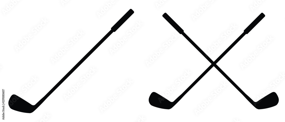 Fototapeta premium golf club icon. Stick golf icon vector design template. Pair of iron or wedge golf club flat vector icon for sports apps, websites. Crossed Stick Golf Badge Logo Graphic.