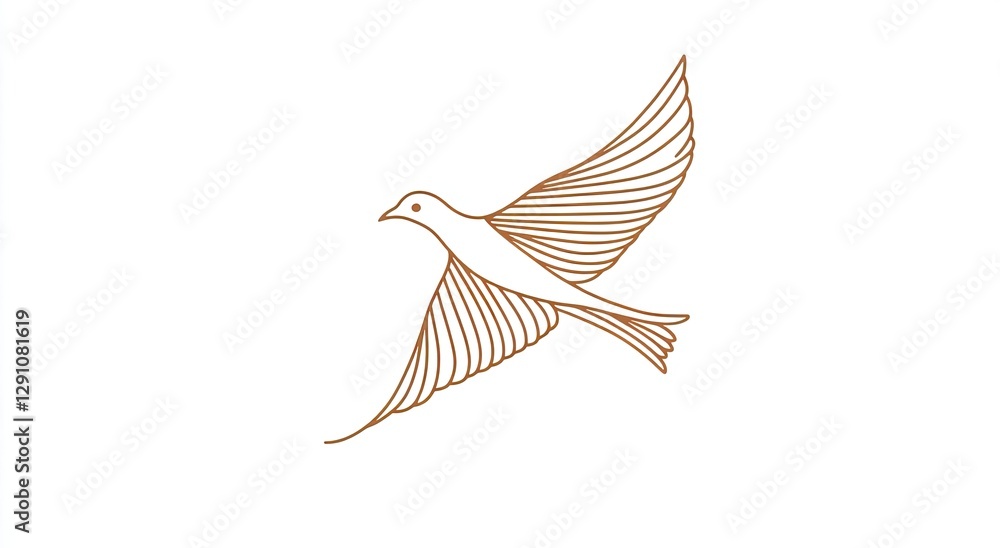 Fototapeta premium Outline Bird in Flight, Simple Design