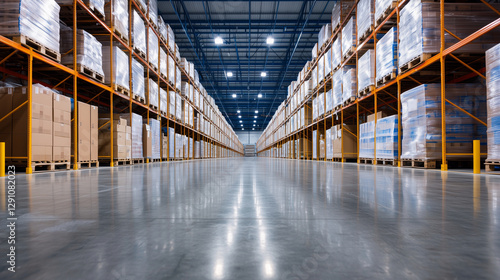 Modern Warehouse Interior with Efficient LED Lighting photo