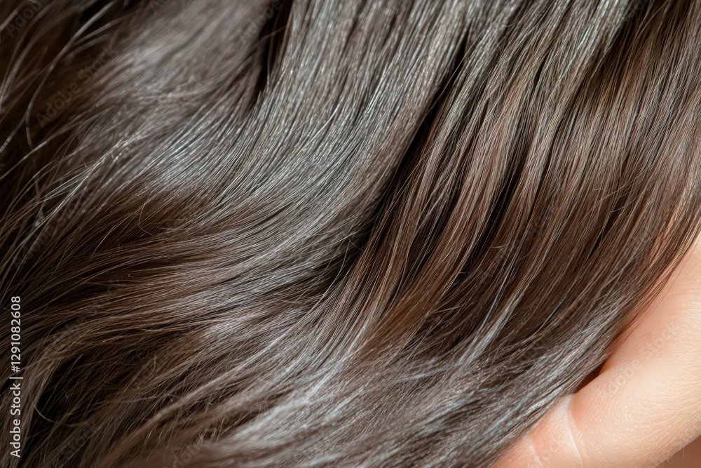 Closeup of Dark Brown Shiny Hair with Subtle Sparkle Closeup of Dark Brown Shiny Hair with Subtle Sparkle