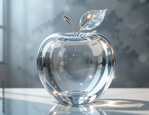 Crystal Glass Apple with Stunning Light Refractions