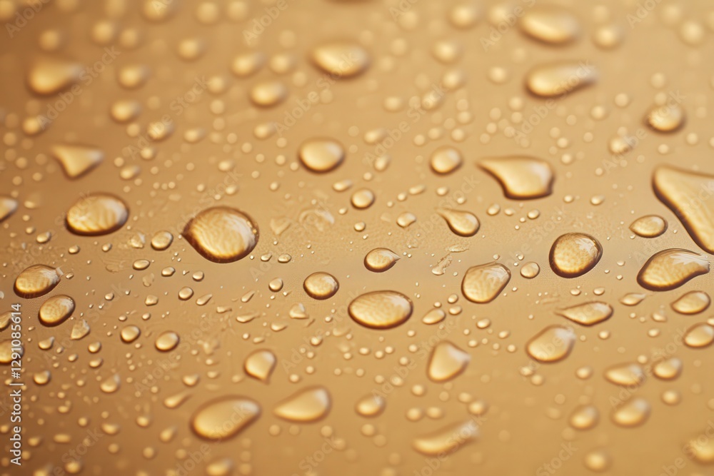 Golden Surface with Water Droplets Close Up Texture Golden Surface with Water Droplets Close Up Texture