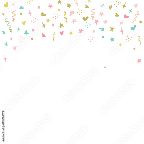 confetti, hearts, stars pink for promotions and events . party, diary, decorate, event. Vector illustration.