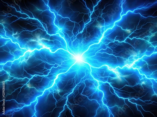 Wallpaper Mural Abstract blue lightning wallpaper: vibrant digital art depicting an electric storm, a dynamic energy background. Torontodigital.ca