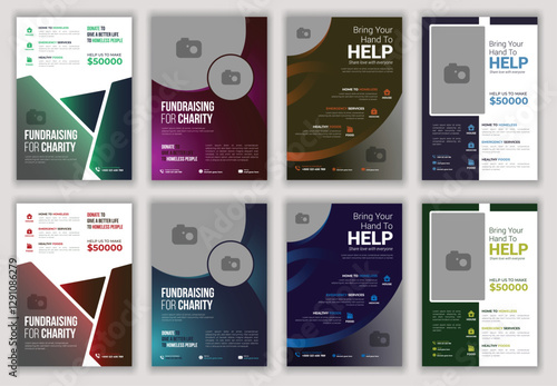 Charity Fundraising Flyer Template Volunteer Donation Drive Nonprofit Organization Helping Hands Social Welfare Aid Community Support Assistance Editable Design for Events and Awareness Campaigns.