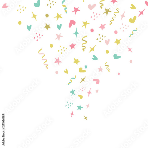 confetti, hearts, stars pink for promotions and events . party, diary, decorate, event. Vector illustration.