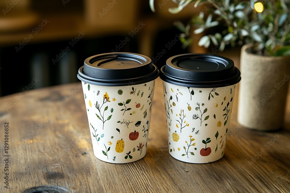 Floral Print Paper Coffee Cups Floral Print Paper Coffee Cups