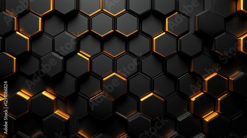 Abstract honeycomb pattern, glowing hexagon structure, technological background, suitable for website banner