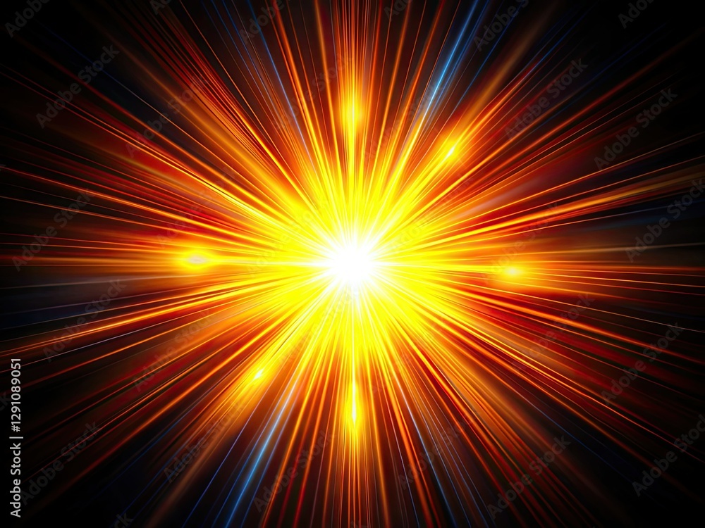 Abstract sun flare explodes in bright light against a stark black backdrop, a captivating cosmic burst. Abstract sun flare explodes in bright light against a stark black backdrop, a captivating cosmic burst.