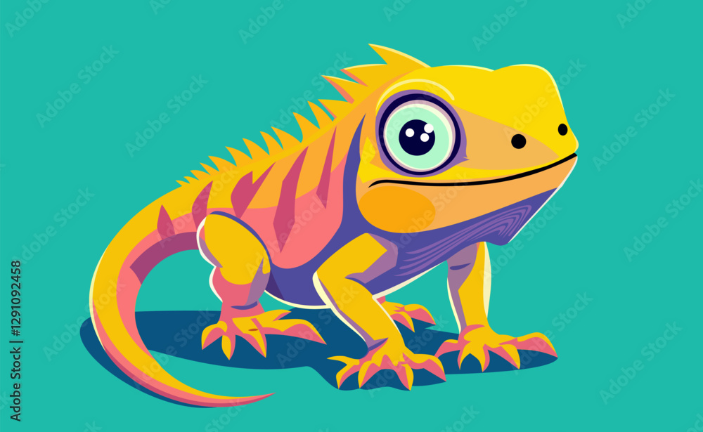 Fototapeta premium Cute bright iguana. Vector illustration