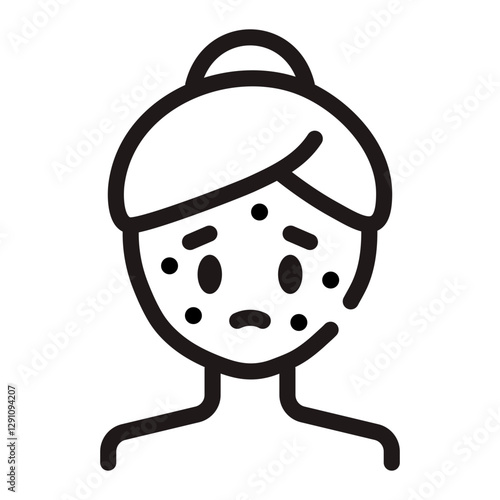 Woman with acne face outline icon