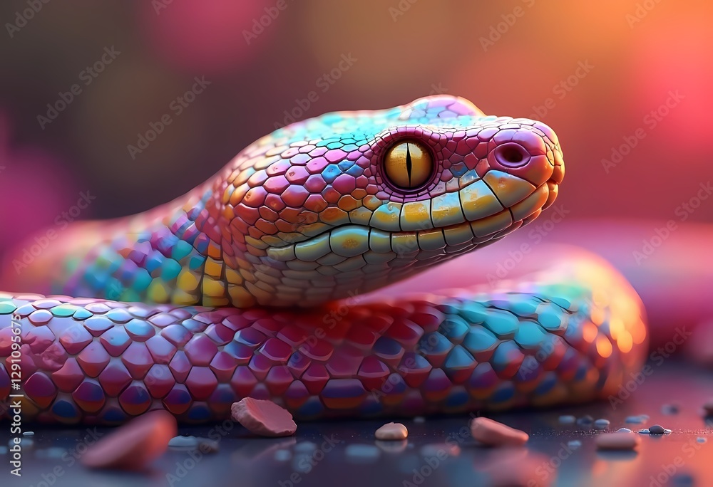 Fototapeta premium A close-up of a green lizard with detailed scales and an intense eye, showcasing the beauty of nature and wildlife