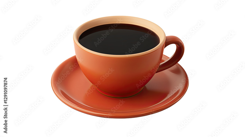 Obraz premium A steaming cup of black coffee sits on a saucer, ready to be enjoyed. Perfect for coffee lovers and cozy moments.
