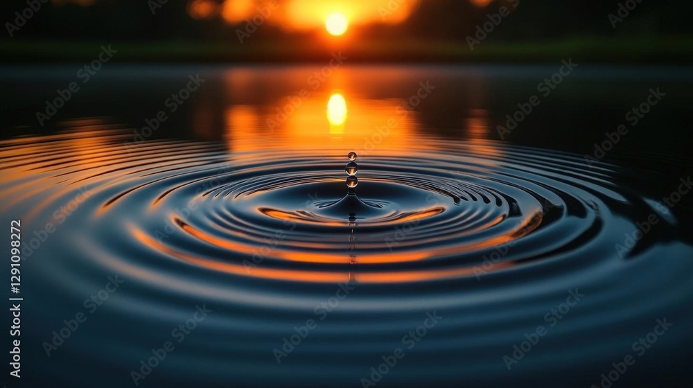 Sunset Water Drop Ripples Sunset Water Drop Ripples