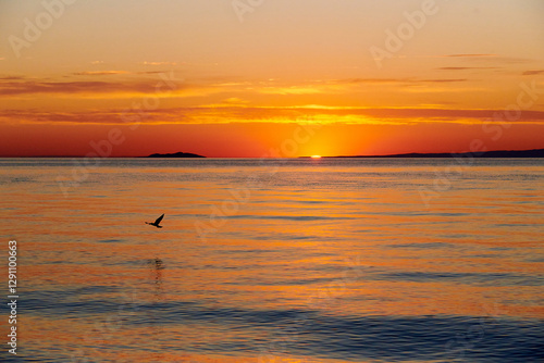 Dawn on Lake Alakol. Lake Alakol is a salt lake located in the Zhetysu and Abay regions of the Republic of Kazakhstan. Blur effect.