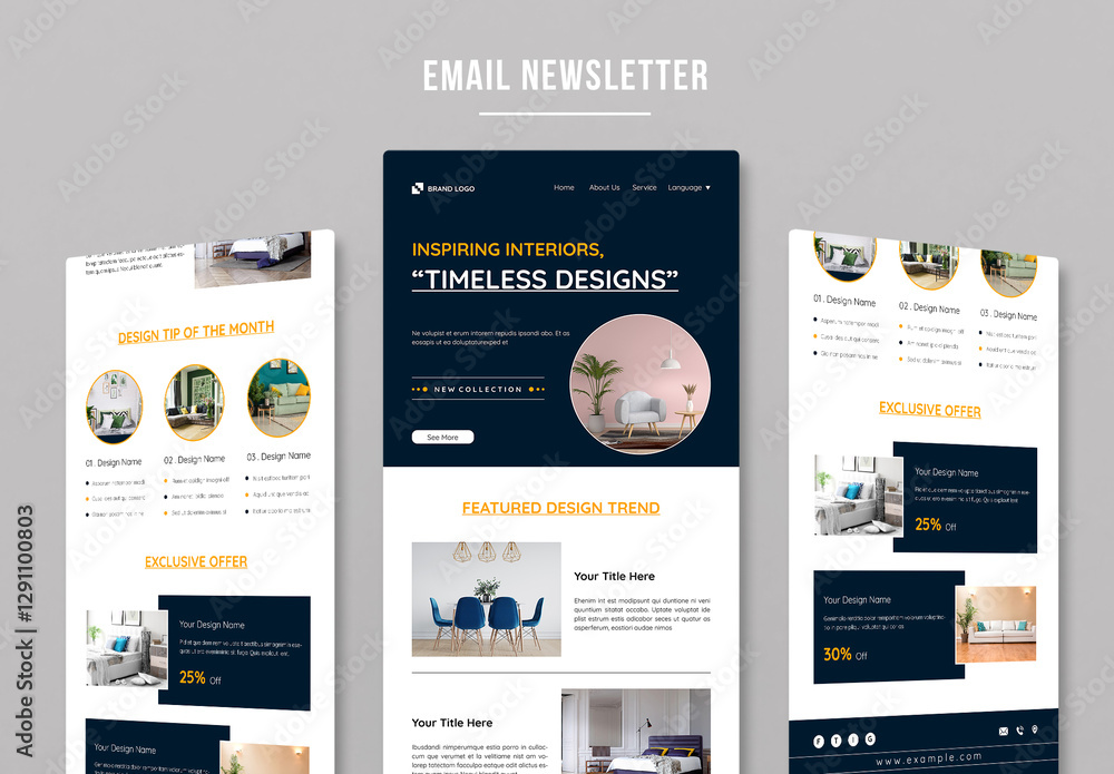 Interior Email Newsletter Layout Stock Template | Adobe Stock