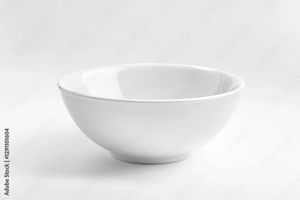 White bowl, made of plastic material, front view, against a white background, professional color grading White bowl, made of plastic material, front view, against a white background, professional color grading
