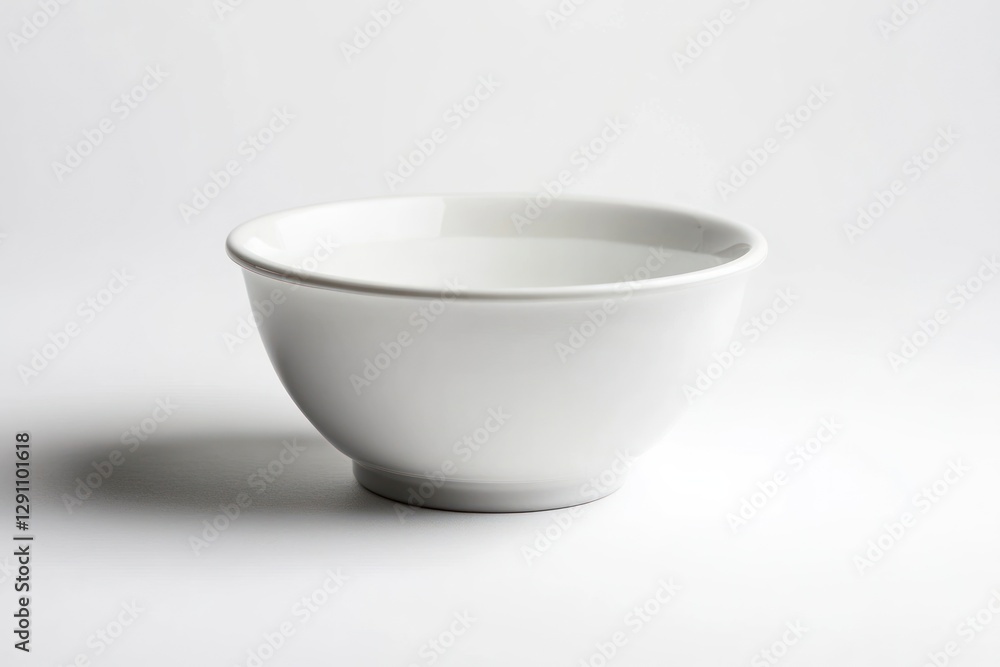 White bowl, made of plastic material, front view, against a white background, professional color grading White bowl, made of plastic material, front view, against a white background, professional color grading