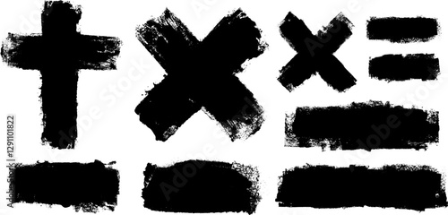 set of thick brush strokes and paint roller strokes