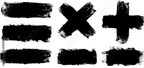 set of thick brush strokes and paint roller strokes