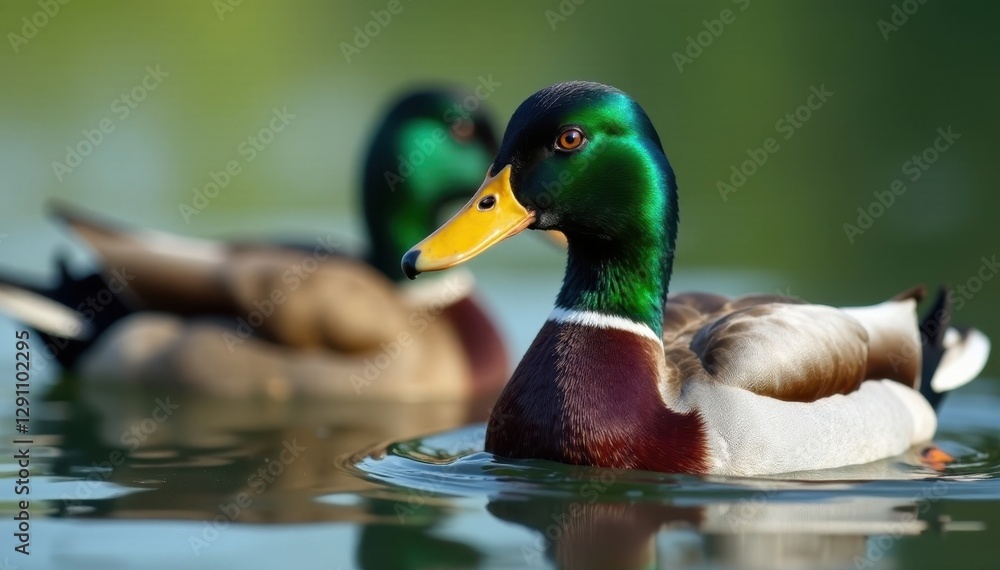 Fototapeta premium Lake Merritt ducks, close-up view showing plumage detail , capture, image, feather