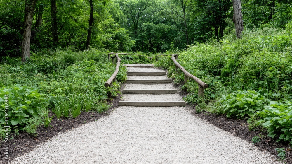Wooden Steps in Park Pathway Wooden Steps in Park Pathway
