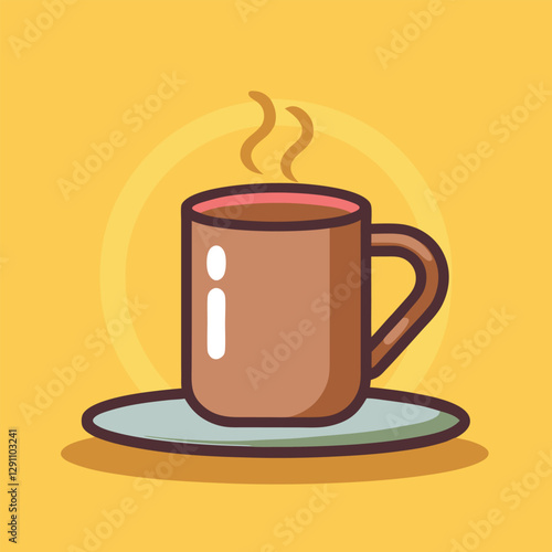 Hand-Drawn Cartoon Coffee Mug with Smiley Face