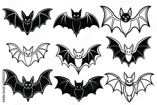 Black Bat Silhouettes Vector Illustration – Halloween & Spooky Designs