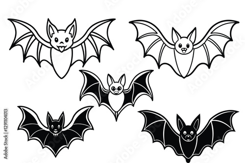 Black Bat Silhouettes Vector Illustration – Halloween & Spooky Designs