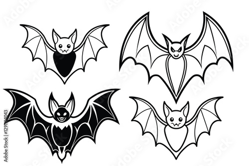 Black Bat Silhouettes Vector Illustration – Halloween & Spooky Designs
