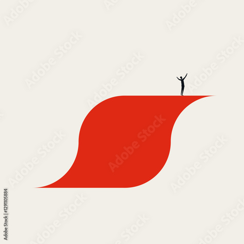 Business success and victory vector concept. Symbol of growth, achievement, career. Minimal design eps10 illustration.