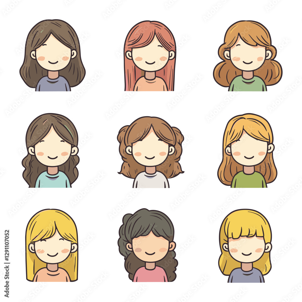 Stylish Women Avatars - Modern Female Character Set Stylish Women Avatars - Modern Female Character Set