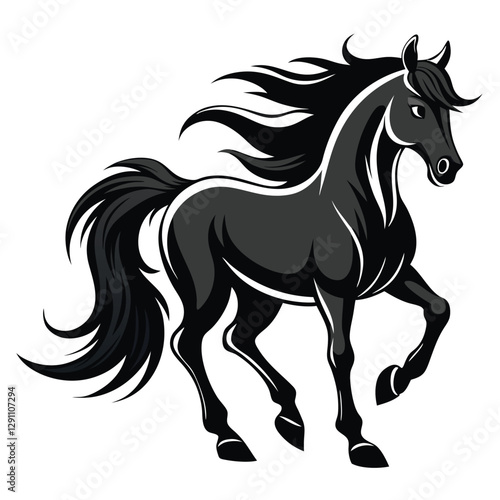 Rearing Horse Silhouette Vector Illustration – High-Quality Clipart