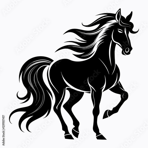 Rearing Horse Silhouette Vector Illustration – High-Quality Clipart