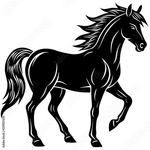 Rearing Horse Silhouette Vector Illustration – High-Quality Clipart