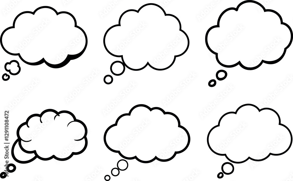 Line cloud. Simple sky outline clouds. Abstract comic cloudy different shapes. Puffy, fluffy and cumulus cloudscape icon Line cloud. Simple sky outline clouds. Abstract comic cloudy different shapes. Puffy, fluffy and cumulus cloudscape icon