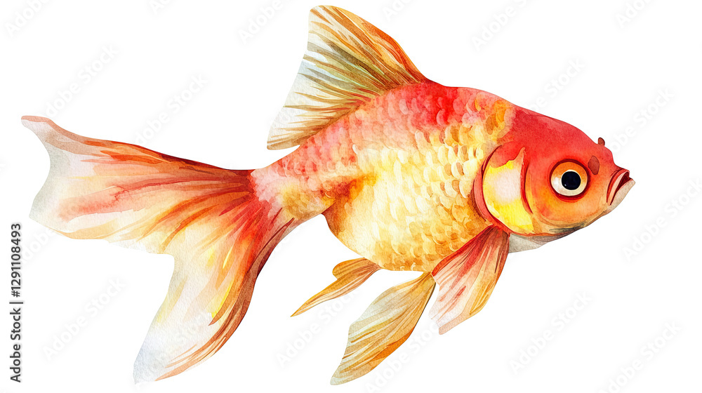 A vivid illustration of a goldfish swimming gracefully, showcasing its vibrant colors and delicate fins. A vivid illustration of a goldfish swimming gracefully, showcasing its vibrant colors and delicate fins.
