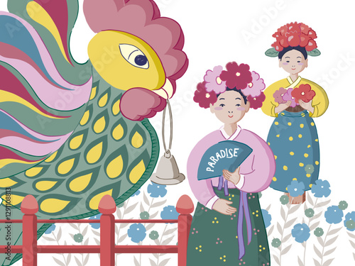 전통적인 한국 장례문화. 저승가는 길의 마지막 친구이자 안내자.  '꼭두' 시리즈의 벡터 일러스트레이션				
