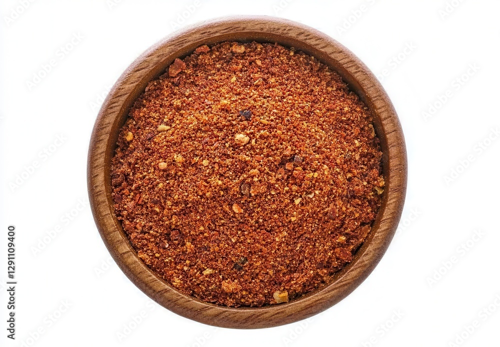 Aromatic Spices: Bright and Flavorful Red Chili Powder Presented in a Wooden Bowl Aromatic Spices: Bright and Flavorful Red Chili Powder Presented in a Wooden Bowl