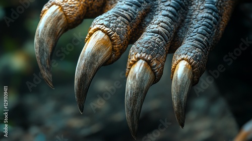 Close Up of Powerful Reptilian Claws Brown and Grey Hues Dark Background