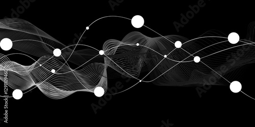 A graphical abstract background of simulated dan with flowing lines and glowing dots. blending abstract splashes, ripples, mist, and dynamic droplets. Neon and Digital Gradient Color Blends.