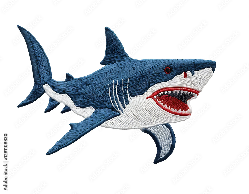 Fototapeta premium Embroidered Shark Patch