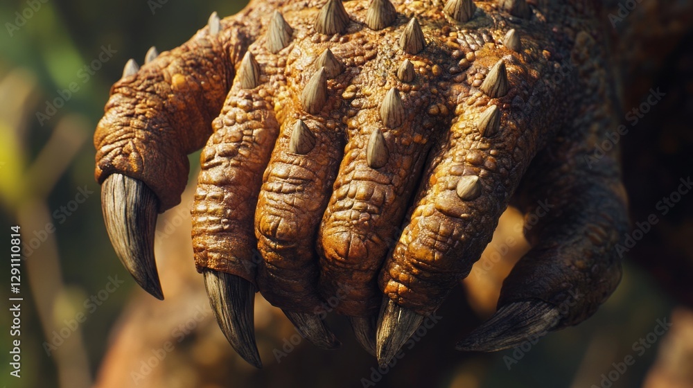 Closeup of a Reptilian Claw with Brown and Orange Scales and Sharp Talons Closeup of a Reptilian Claw with Brown and Orange Scales and Sharp Talons