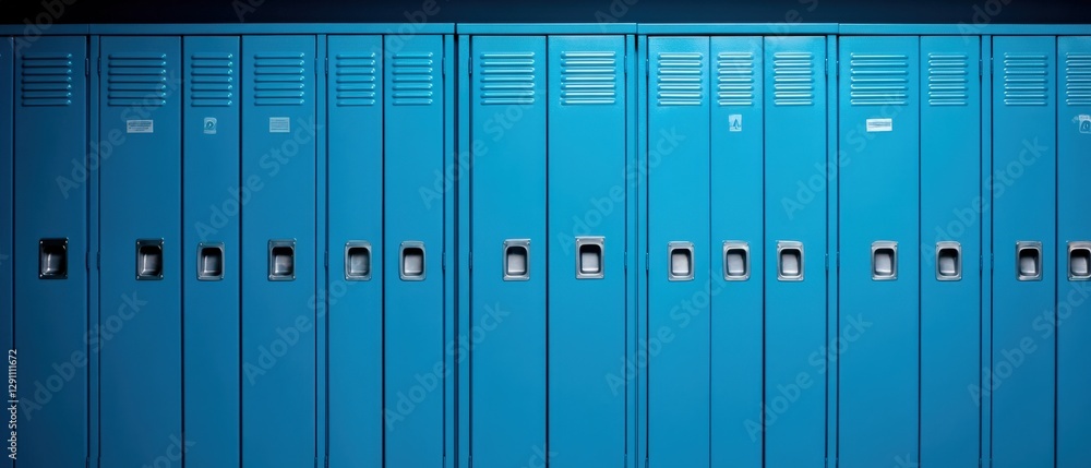 Blue School Lockers in a Row Blue School Lockers in a Row