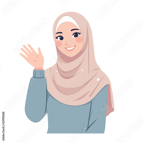 vector of friendly Muslim characters greeting the month of Ramadan