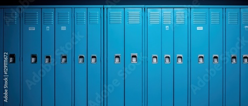 Blue School Lockers in a Row